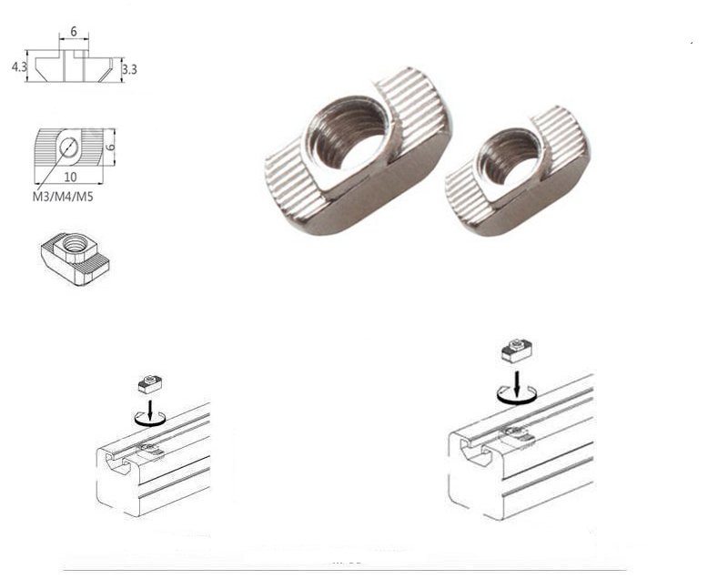 Porca em t de entalho 50 peças - Aluminum T-Slot Profile avaliação e preço