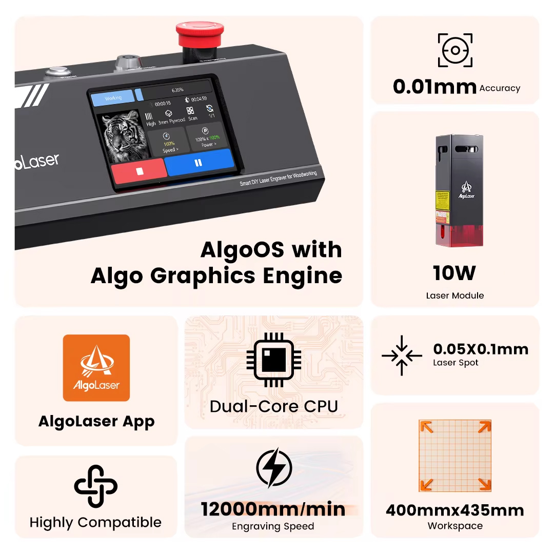 Algolaser diy mesa 40*43cm cnc - Industrial Grade Laser avaliação e preço