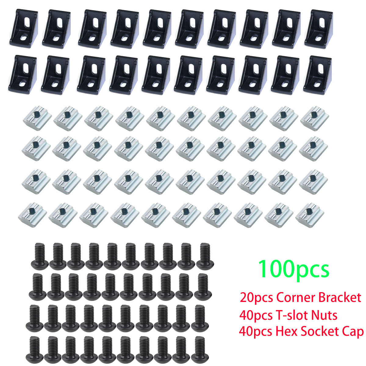 100 peças 2020 conjunto de con - Aluminum T-Slot Profile avaliação e preço