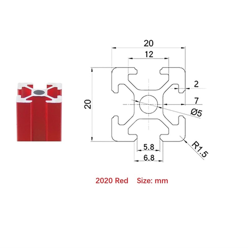 1/4 pces vermelho 2020 perfil  - Aluminum T-Slot Profile avaliação e preço